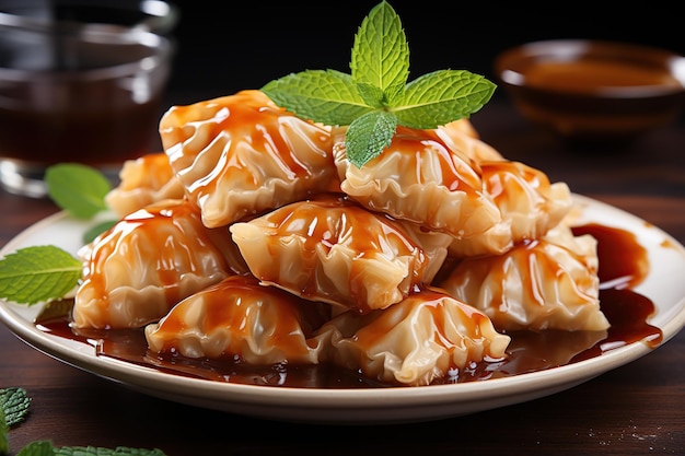 Fried gyoza falls japanese food Generative AI