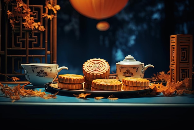 fried moon cakes under a table in the style of kodak aerochrome