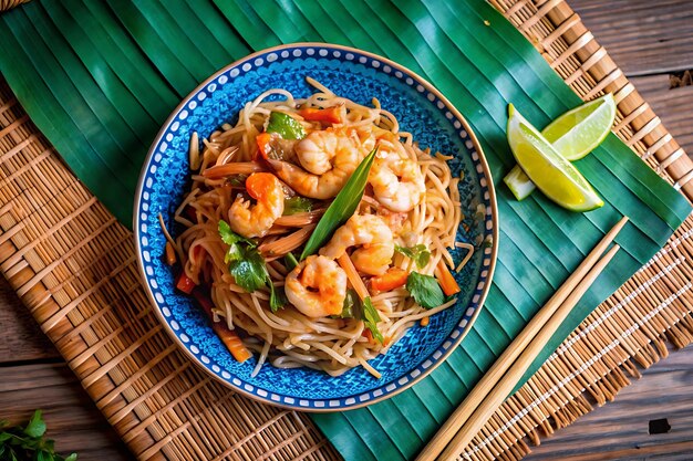 Photo fried noodles with fish