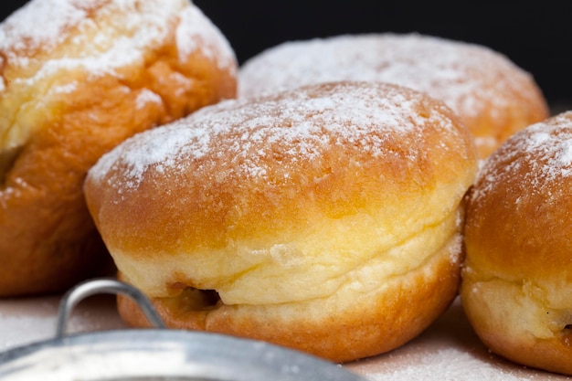 Fried in oil Berlin donuts with stuffing