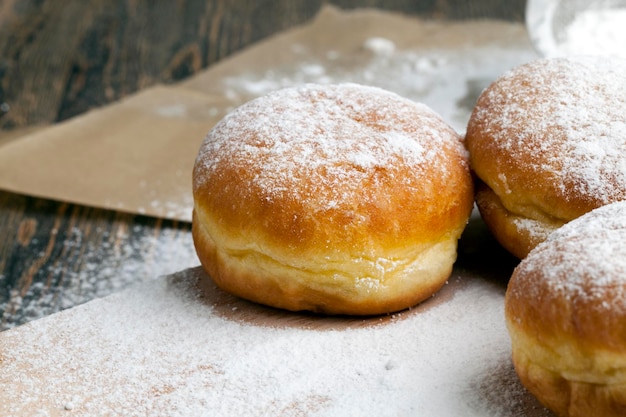 Fried in oil Berlin donuts with stuffing