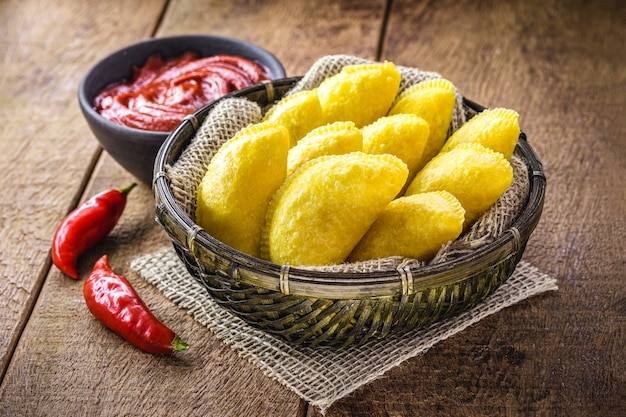 Fried pastry of corn dough, breaded typical of Brazil, june party food