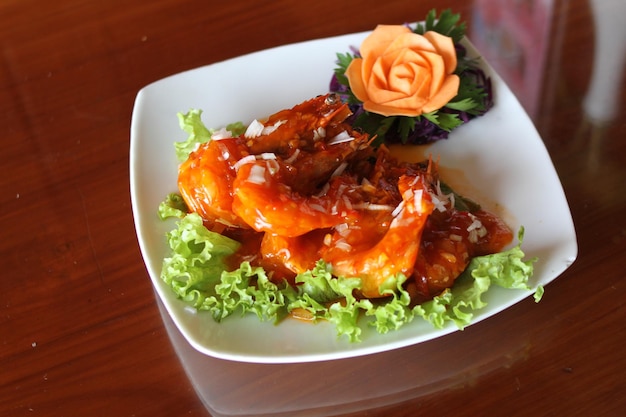 fried prawn with sweet and soy sauce