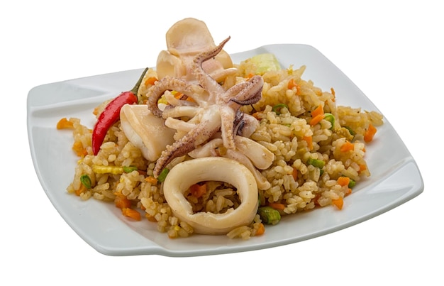 Fried rice with calamari