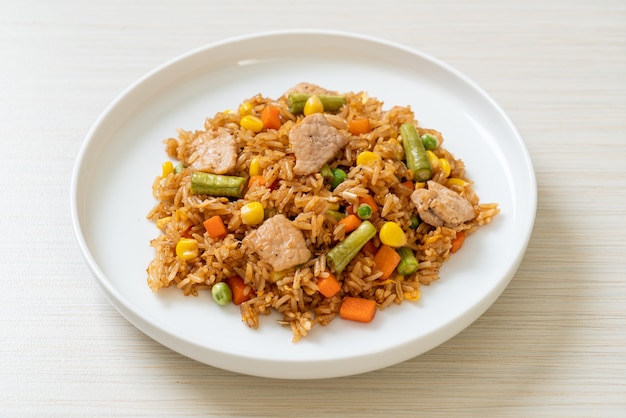 fried rice with pork and vegetable