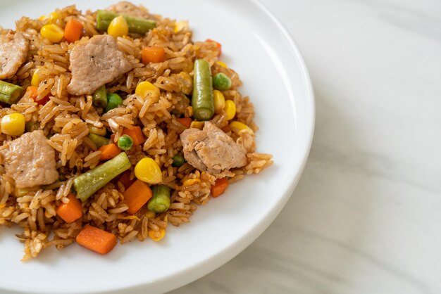 fried rice with pork and vegetable