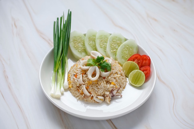 Fried rice with squid