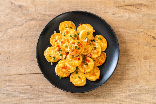 fried soft  egg tofu with garlic