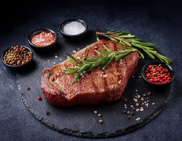 fried steak on a dark background