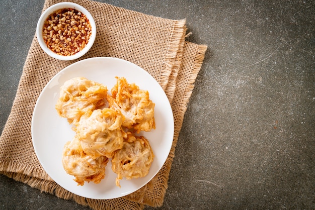 fried taro with sauce, vegan and vegetarian food style