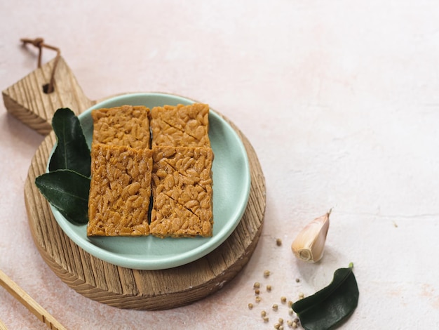 Fried Tempeh or Tempe Goreng. Indonesia traditional food made from soy beans fermentations