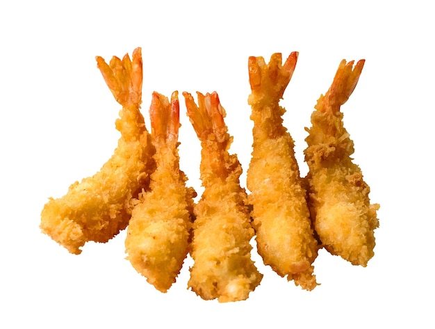 Fried tempura shrimps isolated on white background