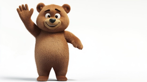 Photo a friendly cartoon bear waving cheerfully designed for a playful and inviting atmosphere