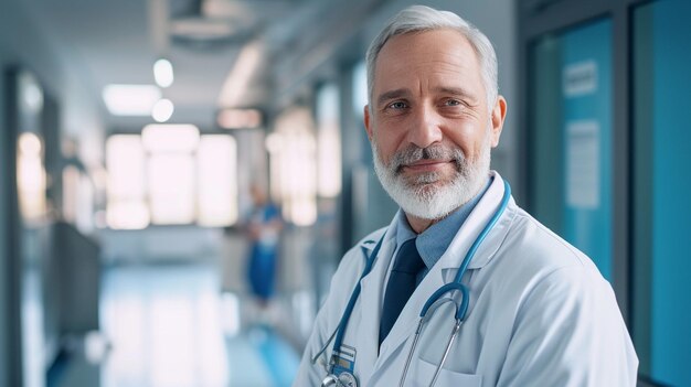 Friendly doctor portrait front view