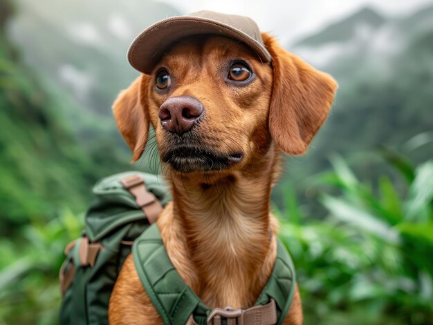 Photo a friendly dog embarks on an adventurous exploration journey discovering new places and creating