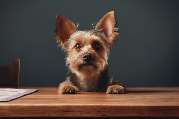 Friendly Dog Peering Over a Table