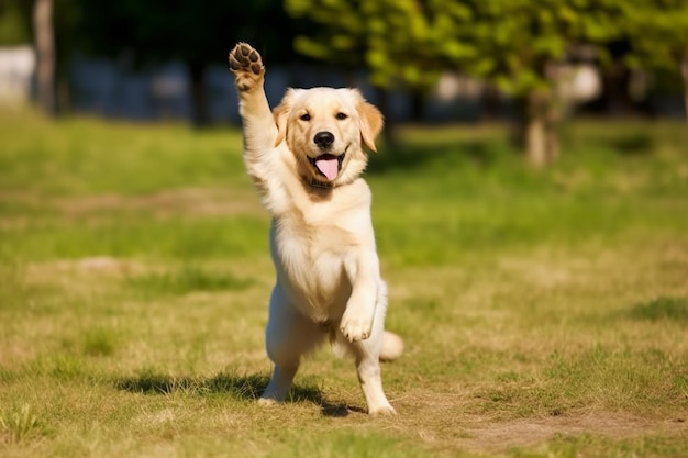 friendly dog wagging its tail and ready to play AI generated