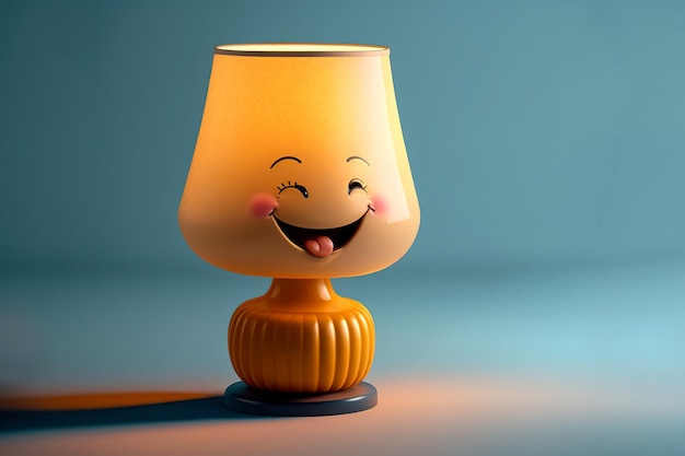 Friendly happy lamp cartoon character Generative AI