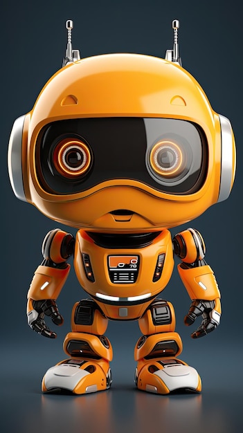 Friendly orange little robot