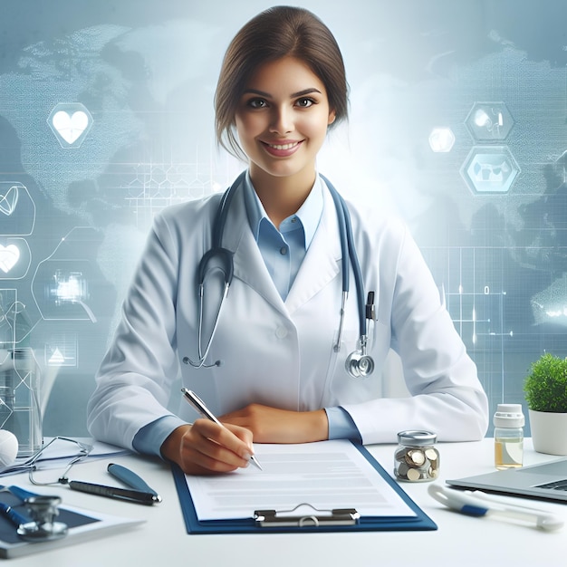 Friendly and smiling female Asian doctor in hospital clinic