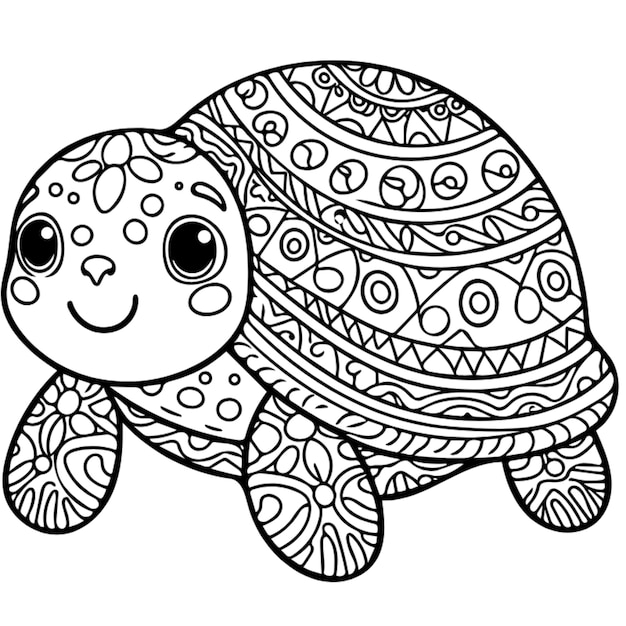 Friendly turtle with a patterned shell