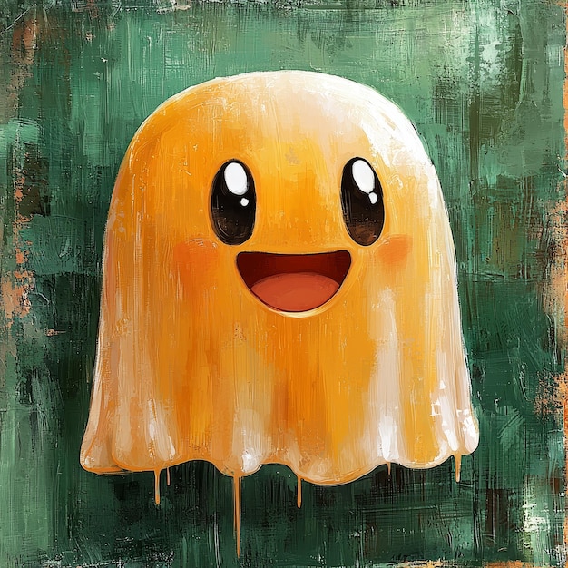 Friendly Yellow Ghost Cartoon Illustration