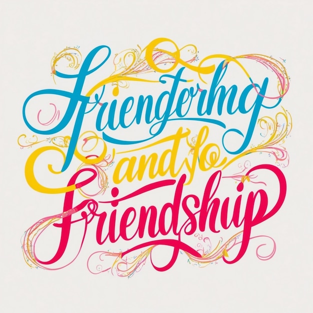 Photo friends are the glue of life inspirational typography and calligraphy vector with ornaments