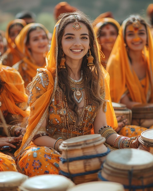 Friends Attending A Cultural Event Background