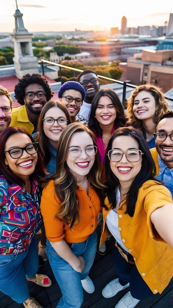 Friends becoming a selfie