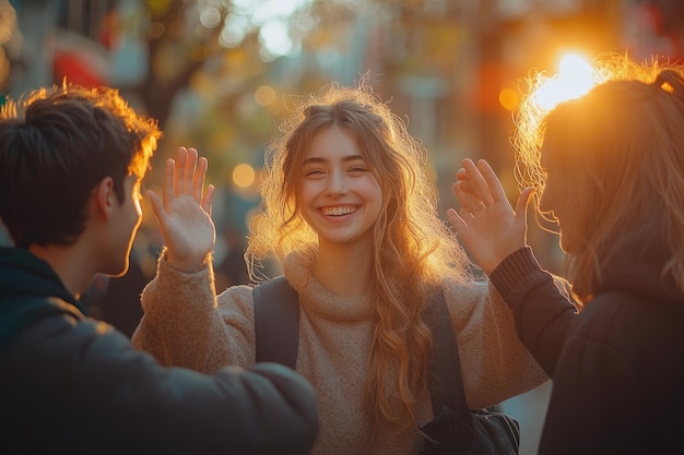 Friends Celebrating Success with a High Five Joyful Moments of Teamwork and Friendship