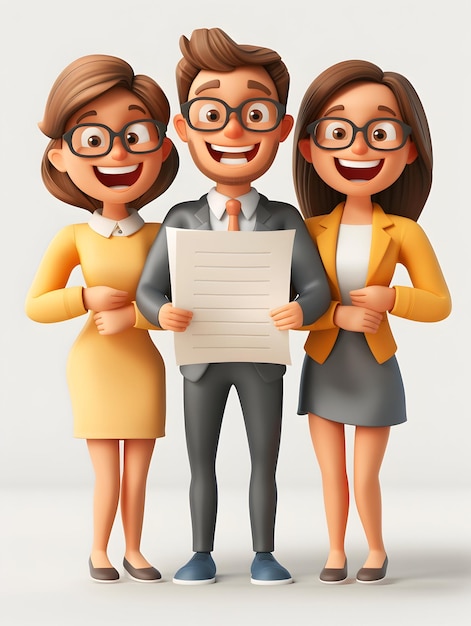 Friends Celebrating Together 3D Flat People Icons With Sparkling Employment Agreements Hiring Conce