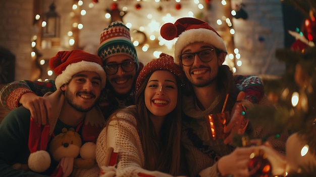 Friends Costumed with Festive Backdrop Friends costumed festive backdrop