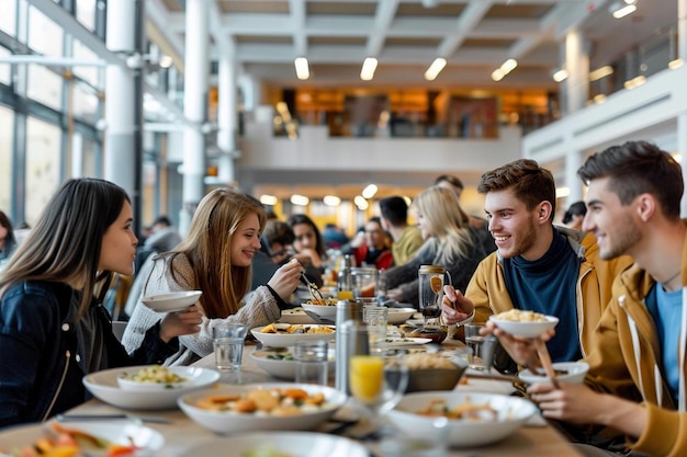 Friends eating lunch together