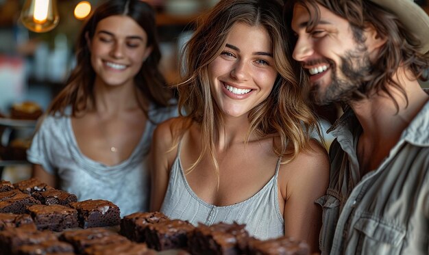 Photo friends enjoying a brownie tasting event