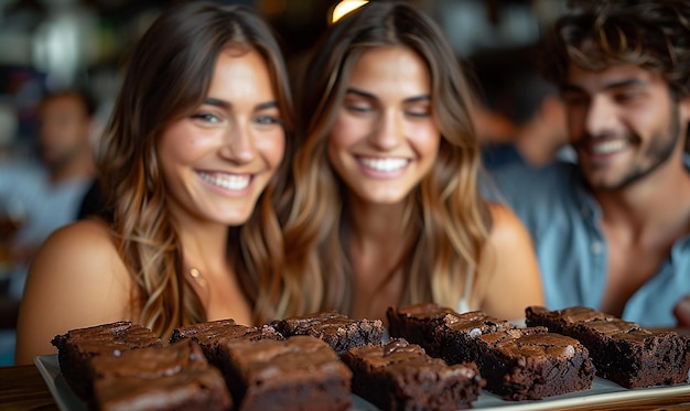 Photo friends enjoying a brownie tasting event