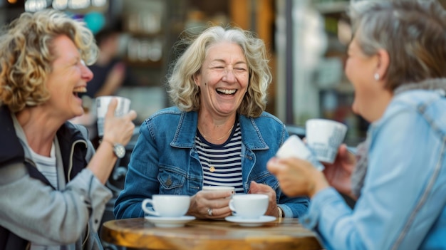 Photo friends enjoying coffee together