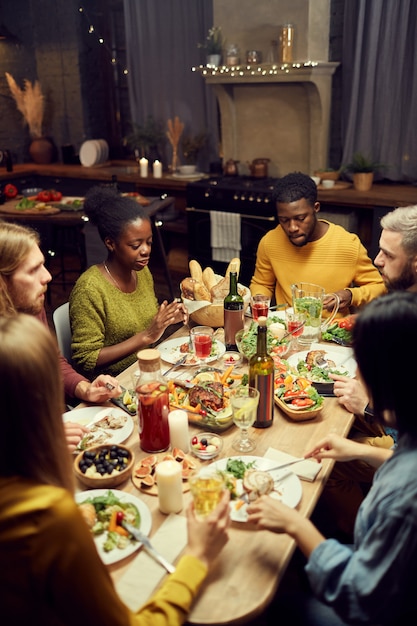 Friends Enjoying Dinner at Home