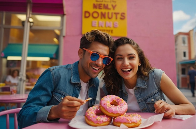 Friends Enjoying Donuts