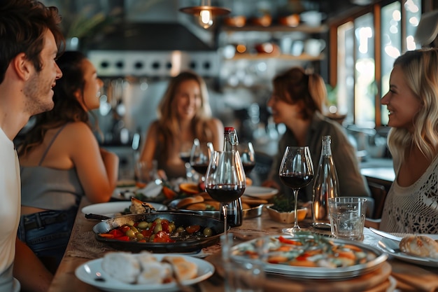 Friends Enjoying a Meal Together