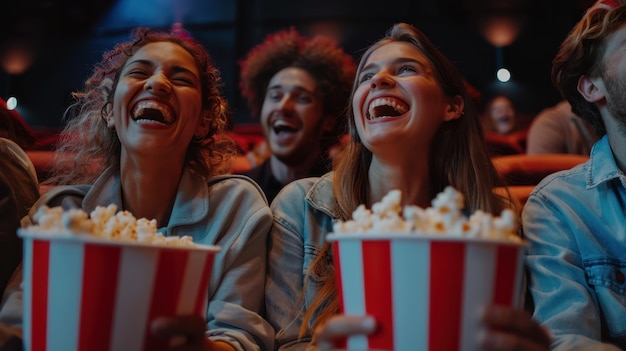 Friends enjoying movie time