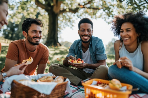 Friends Enjoying a Picnic in the Park