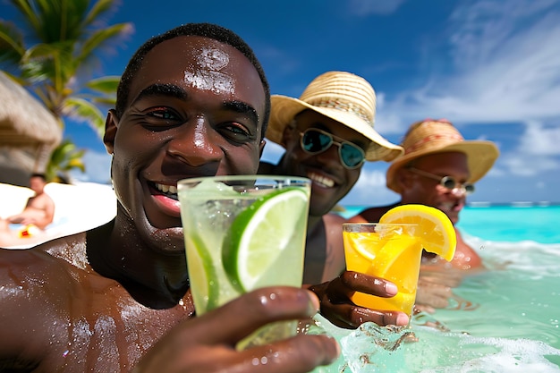 Friends enjoying summer beach square flyer