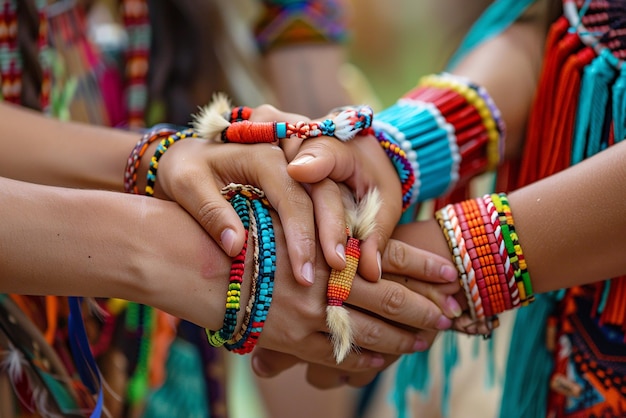 Friends Exchanging Friendship Bracelets During a Gathering