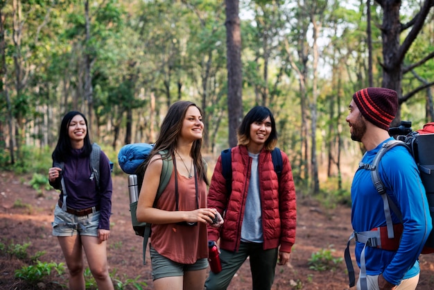 Friends Explore Nature Outdoors Concept