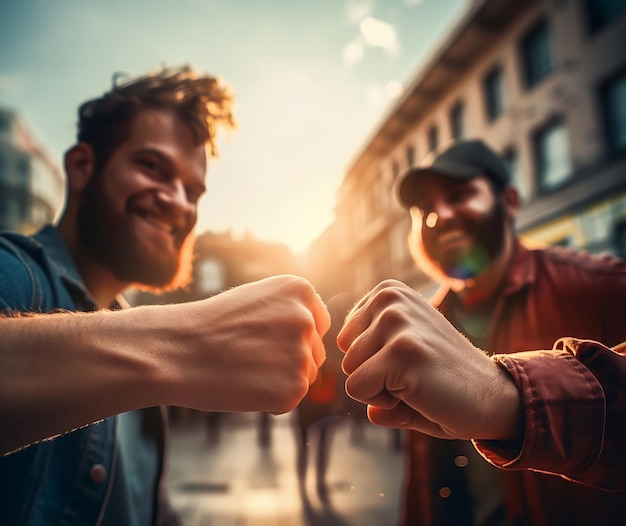 Friends Fist Bumping on Friendship Day