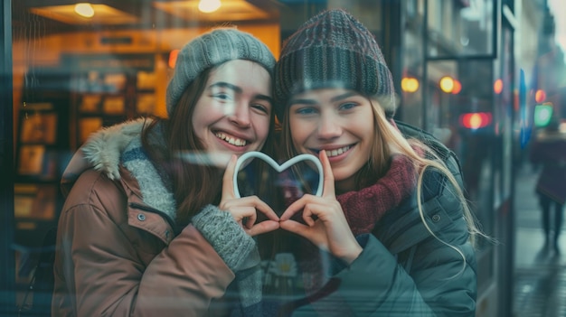 Friends Forming Heart Symbol Together