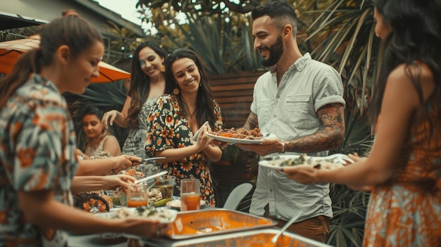 Friends Gathering for Outdoor Dinner