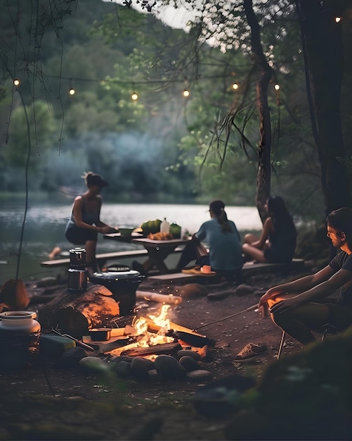 Friends Going On A Camping Trip Sitting Background