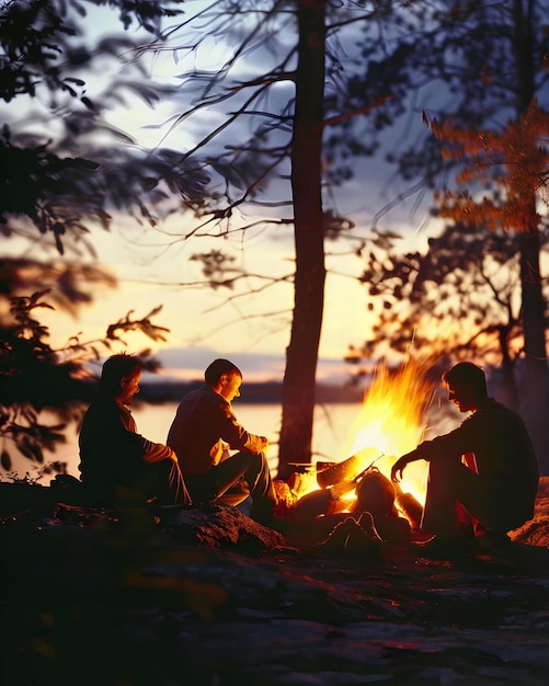 Friends Going On A Camping Trip Sitting Wallpaper