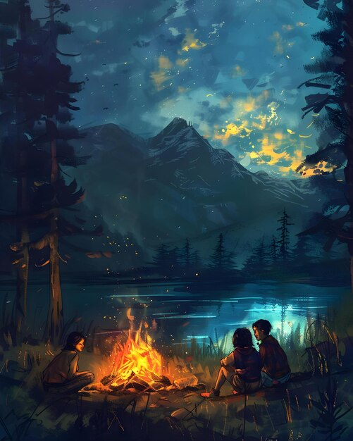 Friends Going On A Camping Trip Sitting Wallpaper